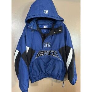 Vintage 90's Starter Pullover Front Pouch Blue Kentucky Jacket Size Large